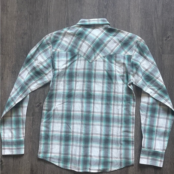Ariat Men's Teal and White Plaid Button Down Shirt - Picture 4 of 6